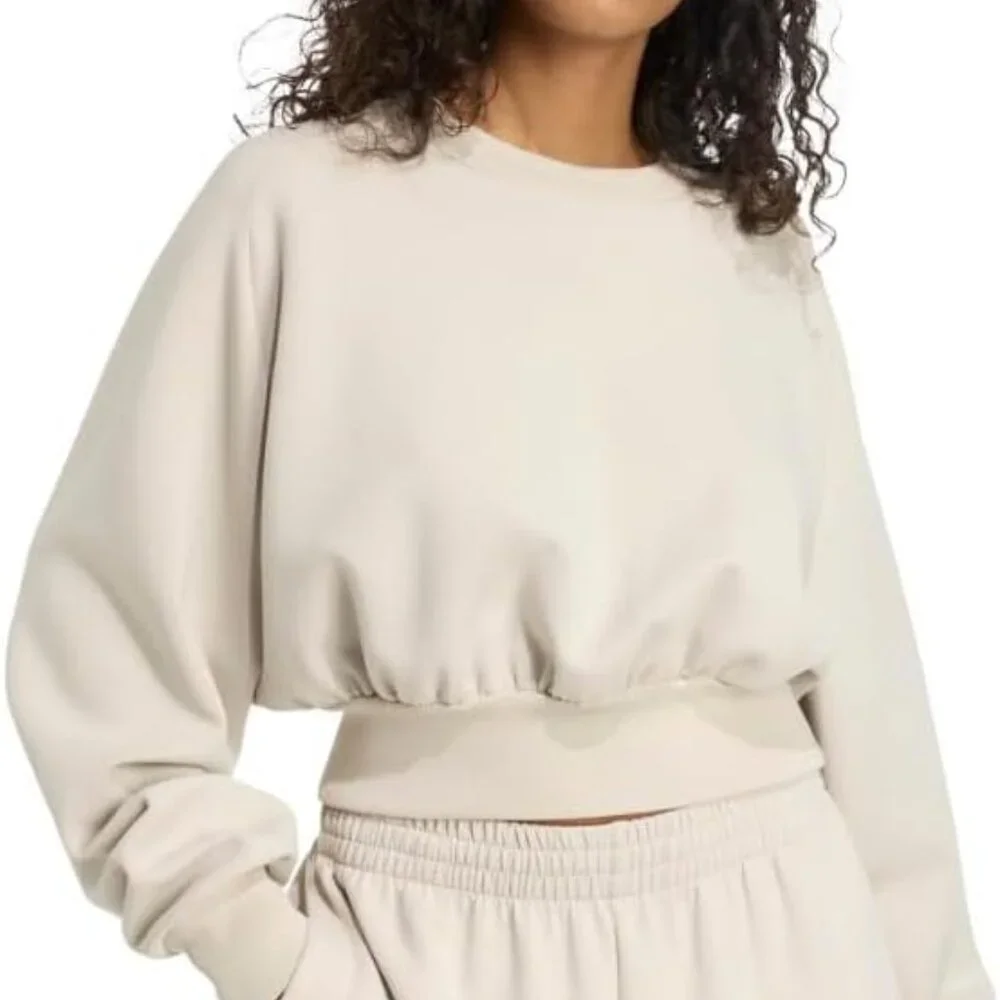 adidas Women's Sweatshirt, All Szn Soft Lux Loose Fit, Off-White, Medium - Picture 2 of 8